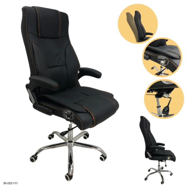 Silla de Oficina Negro/Costura Naranja