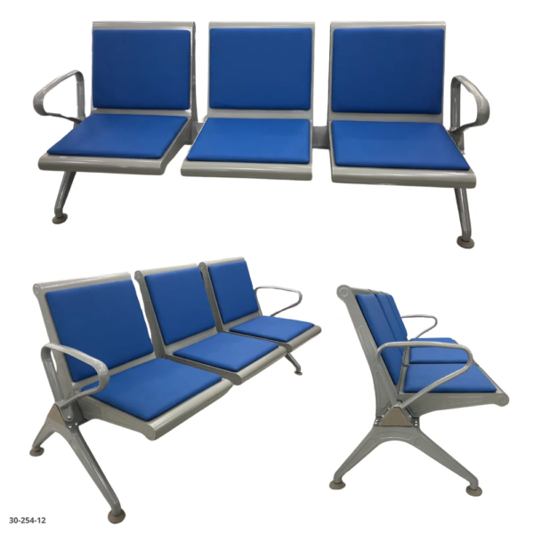 Set 3 Sillas Azul Cuerina de Metal