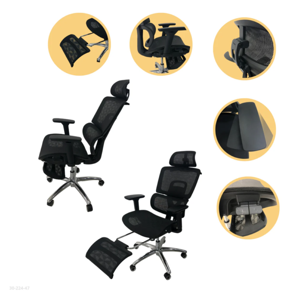 Silla de Oficina Negra Reclinable